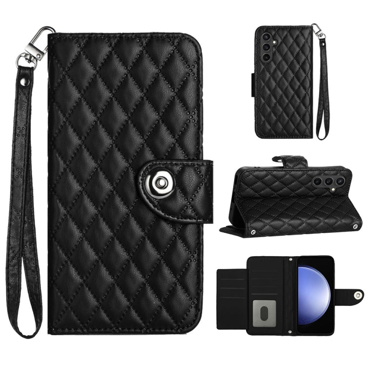 Rhombic Texture Flip Leather Phone Case with Lanyard, For Samsung Galaxy A25 5G, For Samsung Galaxy S23 FE 5G, For Samsung Galaxy A24 4G, For Samsung Galaxy A14 4G / 5G, For Samsung Galaxy A34, For Samsung Galaxy A54, For Samsung Galaxy A04e           ...