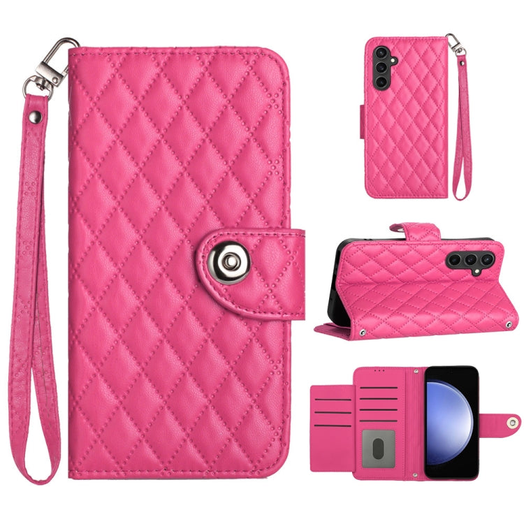 Rhombic Texture Flip Leather Phone Case with Lanyard, For Samsung Galaxy A25 5G, For Samsung Galaxy S23 FE 5G, For Samsung Galaxy A24 4G, For Samsung Galaxy A14 4G / 5G, For Samsung Galaxy A34, For Samsung Galaxy A54, For Samsung Galaxy A04e           ...