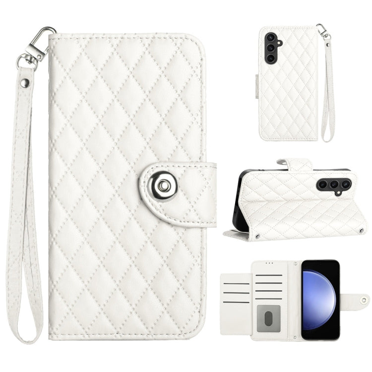 Rhombic Texture Flip Leather Phone Case with Lanyard, For Samsung Galaxy A25 5G, For Samsung Galaxy S23 FE 5G, For Samsung Galaxy A24 4G, For Samsung Galaxy A14 4G / 5G, For Samsung Galaxy A34, For Samsung Galaxy A54, For Samsung Galaxy A04e           ...