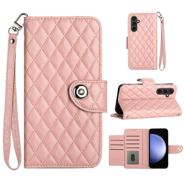 Rhombic Texture Flip Leather Phone Case with Lanyard, For Samsung Galaxy A25 5G, For Samsung Galaxy S23 FE 5G, For Samsung Galaxy A24 4G, For Samsung Galaxy A14 4G / 5G, For Samsung Galaxy A34, For Samsung Galaxy A54, For Samsung Galaxy A04e           ...