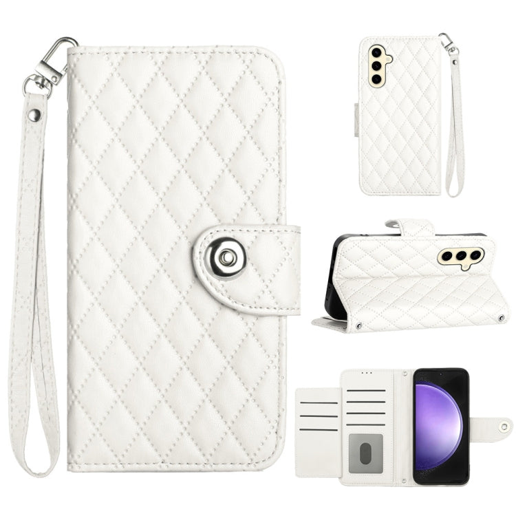 Rhombic Texture Flip Leather Phone Case with Lanyard, For Samsung Galaxy A15 5G, For Samsung Galaxy A55, For Samsung Galaxy A35, For Samsung Galaxy S24 Ultra 5G, For Samsung Galaxy S24+ 5G, For Samsung Galaxy S24 5G, For Samsung Galaxy A05             ...