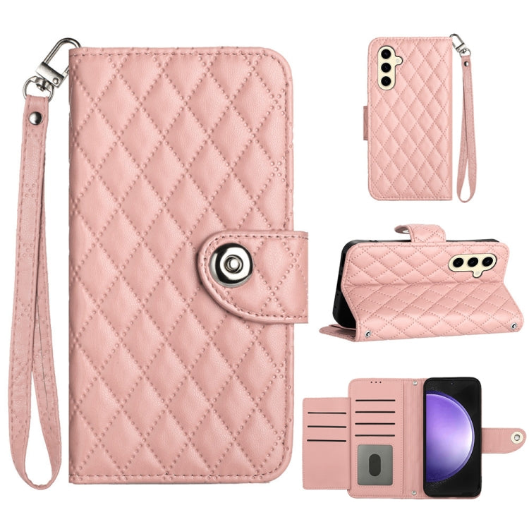 Rhombic Texture Flip Leather Phone Case with Lanyard, For Samsung Galaxy A15 5G, For Samsung Galaxy A55, For Samsung Galaxy A35, For Samsung Galaxy S24 Ultra 5G, For Samsung Galaxy S24+ 5G, For Samsung Galaxy S24 5G, For Samsung Galaxy A05             ...