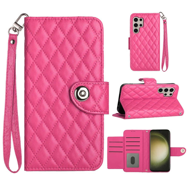 Rhombic Texture Flip Leather Phone Case with Lanyard, For Samsung Galaxy A15 5G, For Samsung Galaxy A55, For Samsung Galaxy A35, For Samsung Galaxy S24 Ultra 5G, For Samsung Galaxy S24+ 5G, For Samsung Galaxy S24 5G, For Samsung Galaxy A05             ...