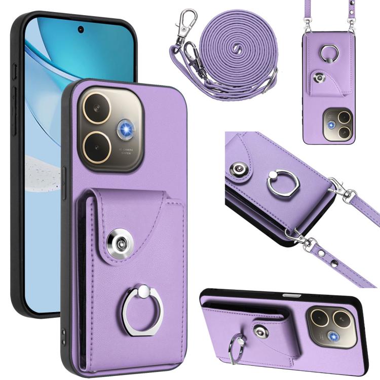 Organ Card Bag Ring Holder Phone Case with Long Lanyard, For OPPO A5 4G / F29 5G, For OPPO Find X8s+, For OPPO Find X8s, For OPPO Find X8 Ultra, For OPPO A5 Energy / A5 Pro Global, For OPPO A3 Pro Global / A3 Energy, For OPPO Reno12 Pro Global         ...