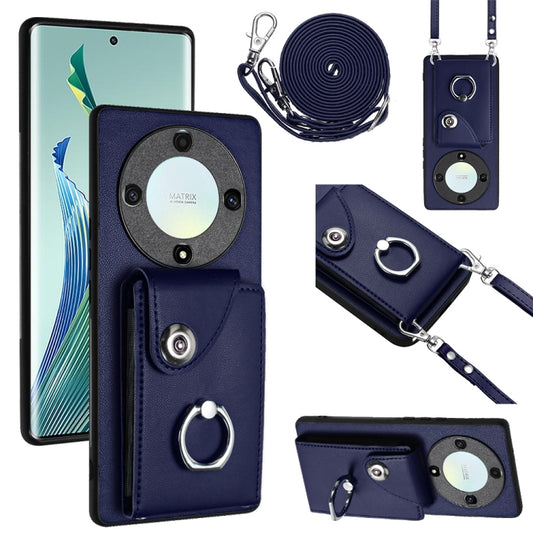 Organ Card Bag Ring Holder Phone Case with Long Lanyard, For Honor X9a / Magic5 Lite