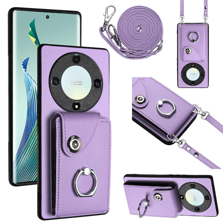 Organ Card Bag Ring Holder Phone Case with Long Lanyard, For Honor X9a / Magic5 Lite