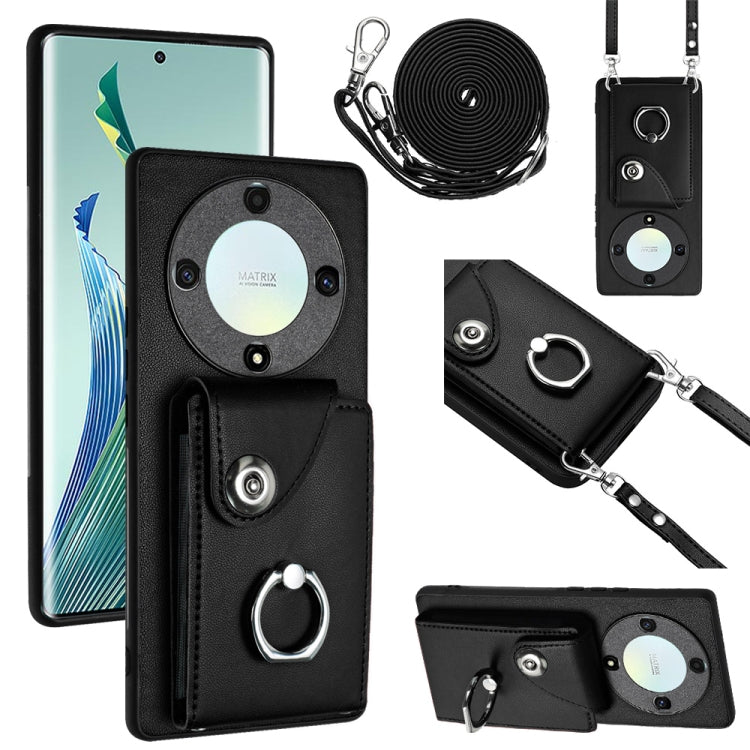 Organ Card Bag Ring Holder Phone Case with Long Lanyard, For Honor X9a / Magic5 Lite