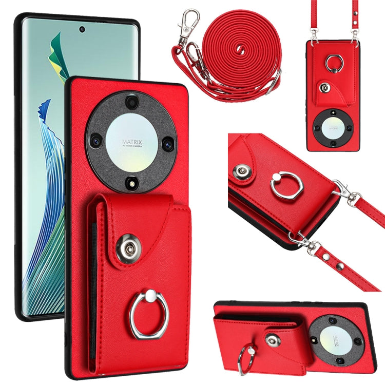 Organ Card Bag Ring Holder Phone Case with Long Lanyard, For Honor X9a / Magic5 Lite