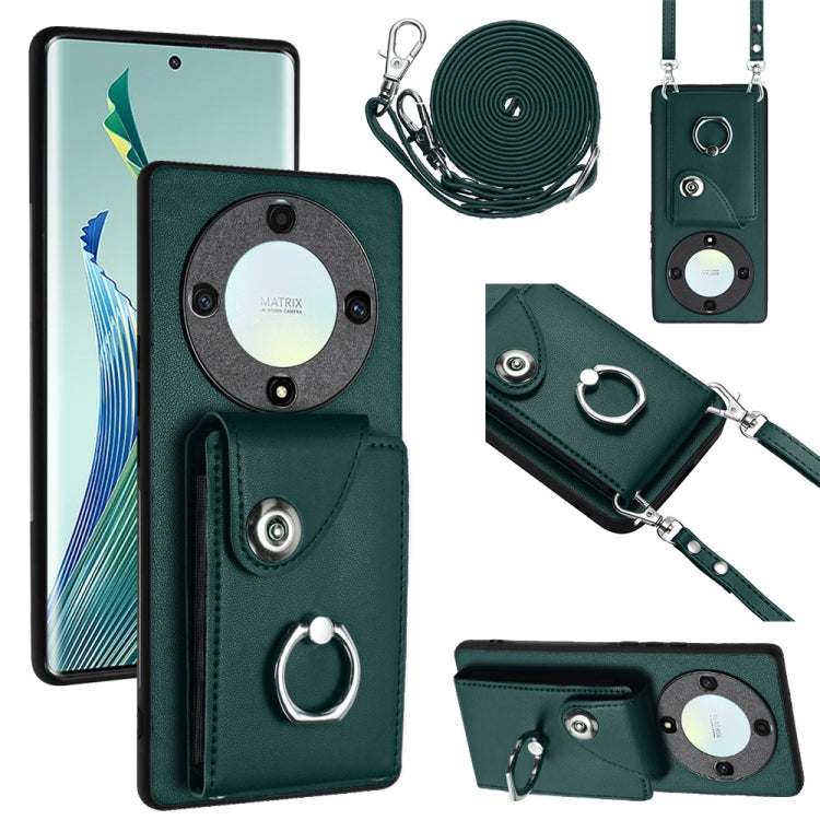 Organ Card Bag Ring Holder Phone Case with Long Lanyard, For Honor X9a / Magic5 Lite