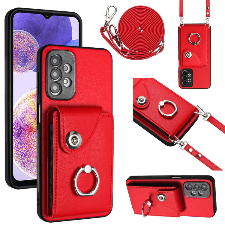 Organ Card Bag Ring Holder Phone Case with Long Lanyard, For Samsung Galaxy S23 5G, For Samsung Galaxy A14 5G, For Samsung Galaxy A04 4G, For Samsung Galaxy A13 5G / A04s, For Samsung Galaxy S20 FE, For Samsung Galaxy A23 165.4mm                       ...