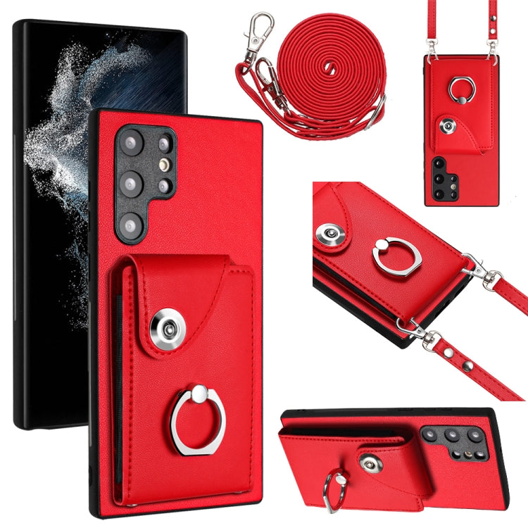 Organ Card Bag Ring Holder Phone Case with Long Lanyard, For Samsung Galaxy A13 4G, For Samsung Galaxy S22 Ultra 5G, For Samsung Galaxy S22+ 5G, For Samsung Galaxy S22 5G, For Samsung Galaxy S21 FE 5G, For Samsung Galaxy A52 5G, For Samsung Galaxy A12