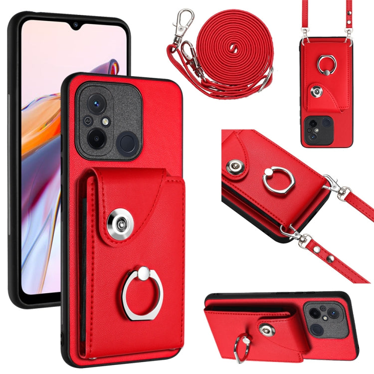 Organ Card Bag Ring Holder Phone Case with Long Lanyard, For Xiaomi Redmi 12C / 11A, For Xiaomi Redmi 10C