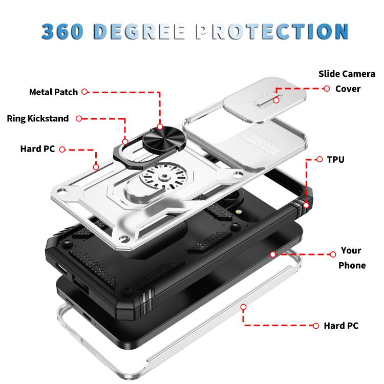 Sliding Camshield TPU + PC Phone Case with Holder, For Galaxy A57 5G, For Samsung Galaxy A36 5G / A37 5G, For Galaxy A27 5G, For Samsung Galaxy A26 5G / A17 5G, For Samsung Galaxy A16 5G, For Samsung Galaxy A06 4G