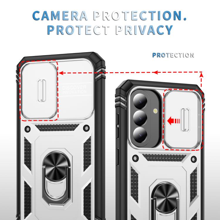 Sliding Camshield TPU + PC Phone Case with Holder, For Galaxy A57 5G, For Samsung Galaxy A36 5G / A37 5G, For Galaxy A27 5G, For Samsung Galaxy A26 5G / A17 5G, For Samsung Galaxy A16 5G, For Samsung Galaxy A06 4G