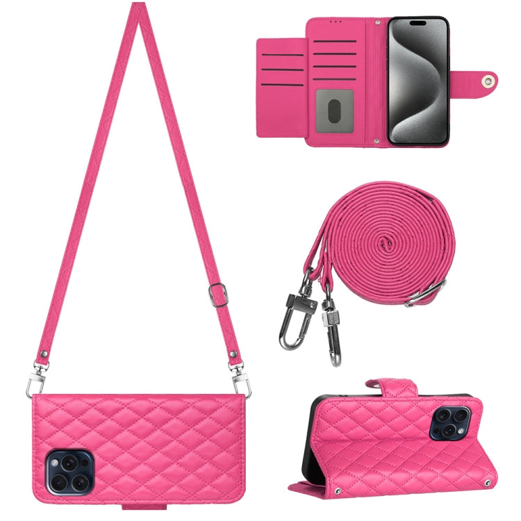 Rhombic Texture Flip Leather Phone Case with Long Lanyard, For iPhone SE 2022 / 2020 / 8 / 7, For iPhone 13 Pro Max, For iPhone 13 Pro, For iPhone 13, For iPhone 12 / 12 Pro, For iPhone 12 Pro Max, For iPhone 11