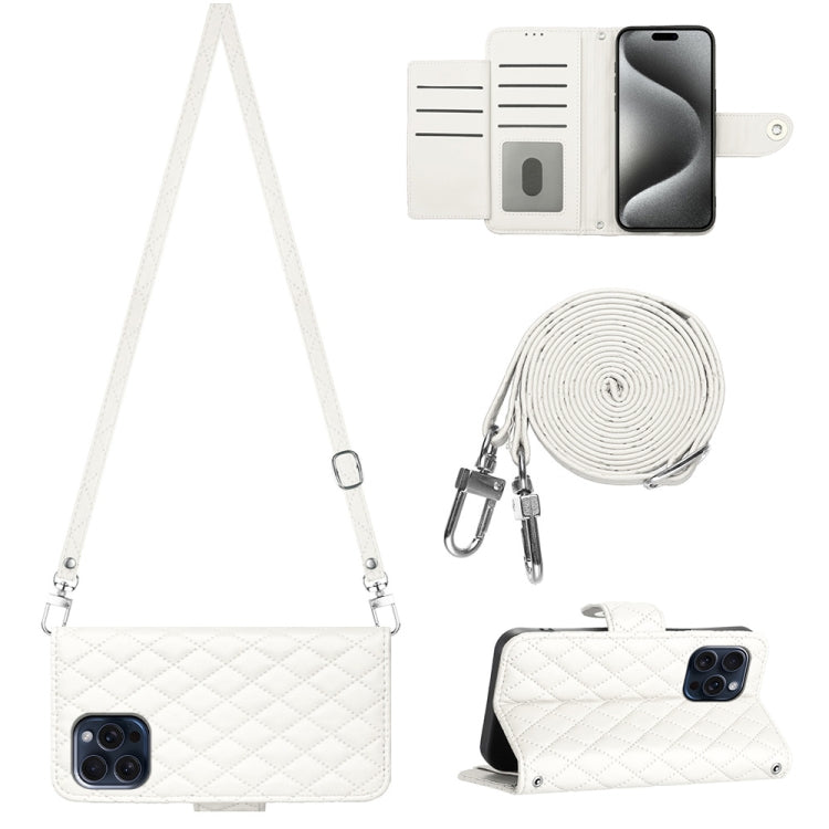 Rhombic Texture Flip Leather Phone Case with Long Lanyard, For iPhone SE 2022 / 2020 / 8 / 7, For iPhone 13 Pro Max, For iPhone 13 Pro, For iPhone 13, For iPhone 12 / 12 Pro, For iPhone 12 Pro Max, For iPhone 11