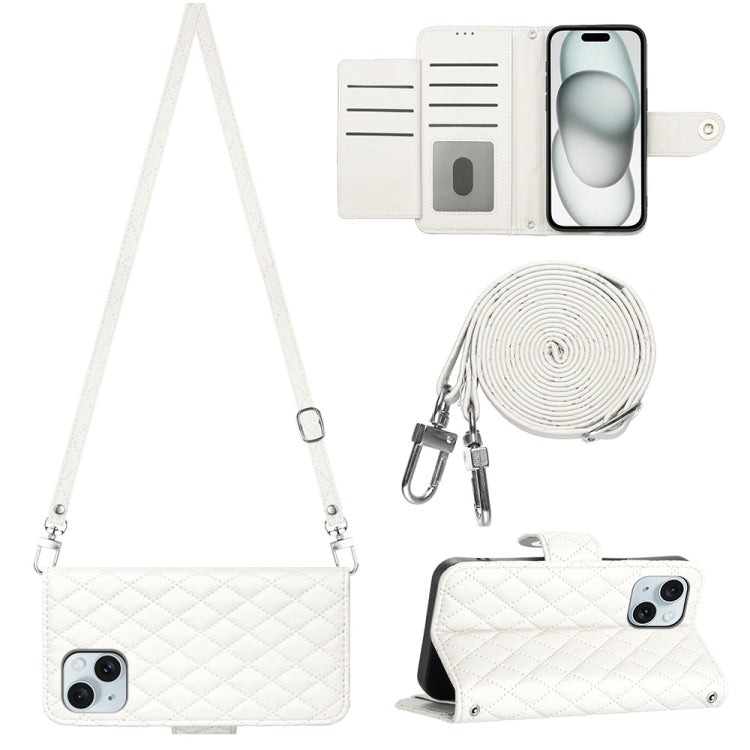 Rhombic Texture Flip Leather Phone Case with Long Lanyard, For iPhone SE 2022 / 2020 / 8 / 7, For iPhone 13 Pro Max, For iPhone 13 Pro, For iPhone 13, For iPhone 12 / 12 Pro, For iPhone 12 Pro Max, For iPhone 11