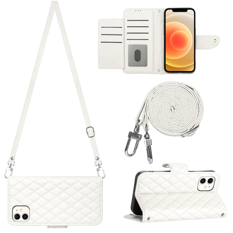 Rhombic Texture Flip Leather Phone Case with Long Lanyard, For iPhone SE 2022 / 2020 / 8 / 7, For iPhone 13 Pro Max, For iPhone 13 Pro, For iPhone 13, For iPhone 12 / 12 Pro, For iPhone 12 Pro Max, For iPhone 11