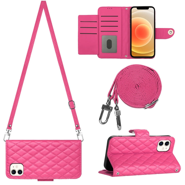 Rhombic Texture Flip Leather Phone Case with Long Lanyard, For iPhone SE 2022 / 2020 / 8 / 7, For iPhone 13 Pro Max, For iPhone 13 Pro, For iPhone 13, For iPhone 12 / 12 Pro, For iPhone 12 Pro Max, For iPhone 11