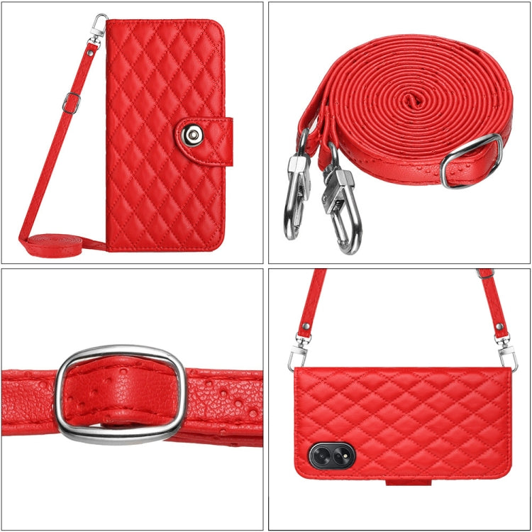 Rhombic Texture Flip Leather Phone Case with Long Lanyard, For OPPO A38 4G / A18 4G, For OPPO Reno10/Reno10 Pro Global, For OPPO A78 5G / A58 5G, For OPPO A17