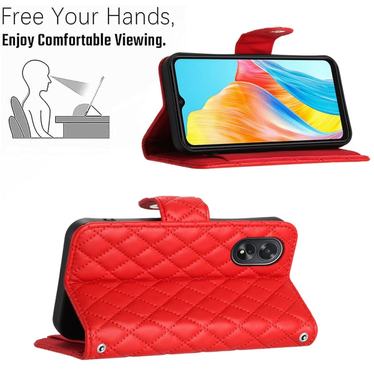 Rhombic Texture Flip Leather Phone Case with Long Lanyard, For OPPO A38 4G / A18 4G, For OPPO Reno10/Reno10 Pro Global, For OPPO A78 5G / A58 5G, For OPPO A17