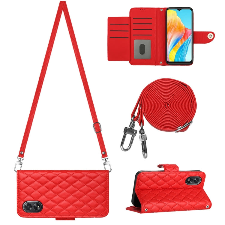 Rhombic Texture Flip Leather Phone Case with Long Lanyard, For OPPO A38 4G / A18 4G, For OPPO Reno10/Reno10 Pro Global, For OPPO A78 5G / A58 5G, For OPPO A17