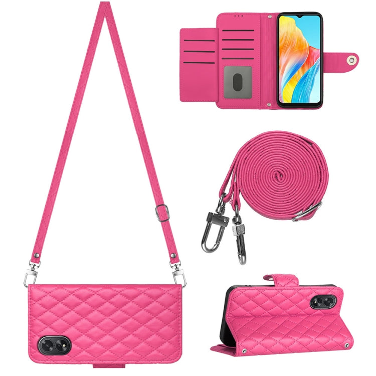 Rhombic Texture Flip Leather Phone Case with Long Lanyard, For OPPO A38 4G / A18 4G, For OPPO Reno10/Reno10 Pro Global, For OPPO A78 5G / A58 5G, For OPPO A17