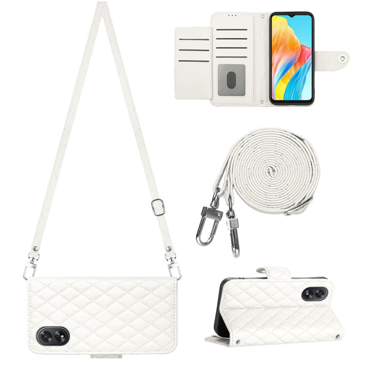 Rhombic Texture Flip Leather Phone Case with Long Lanyard, For OPPO A38 4G / A18 4G, For OPPO Reno10/Reno10 Pro Global, For OPPO A78 5G / A58 5G, For OPPO A17
