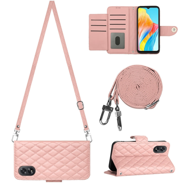 Rhombic Texture Flip Leather Phone Case with Long Lanyard, For OPPO A38 4G / A18 4G, For OPPO Reno10/Reno10 Pro Global, For OPPO A78 5G / A58 5G, For OPPO A17