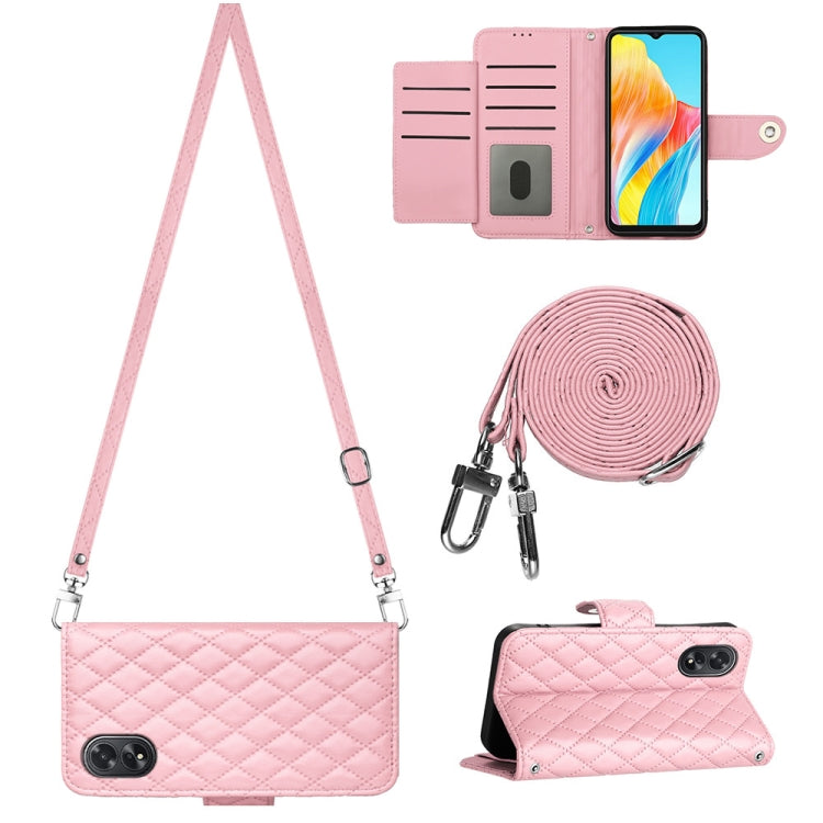 Rhombic Texture Flip Leather Phone Case with Long Lanyard, For OPPO A38 4G / A18 4G, For OPPO Reno10/Reno10 Pro Global, For OPPO A78 5G / A58 5G, For OPPO A17