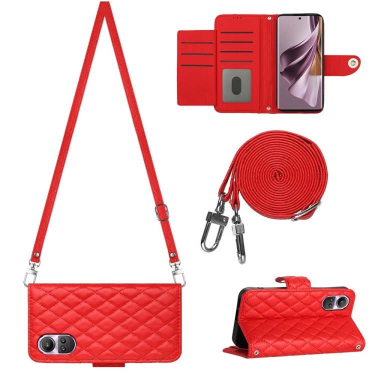 Rhombic Texture Flip Leather Phone Case with Long Lanyard, For OPPO A38 4G / A18 4G, For OPPO Reno10/Reno10 Pro Global, For OPPO A78 5G / A58 5G, For OPPO A17