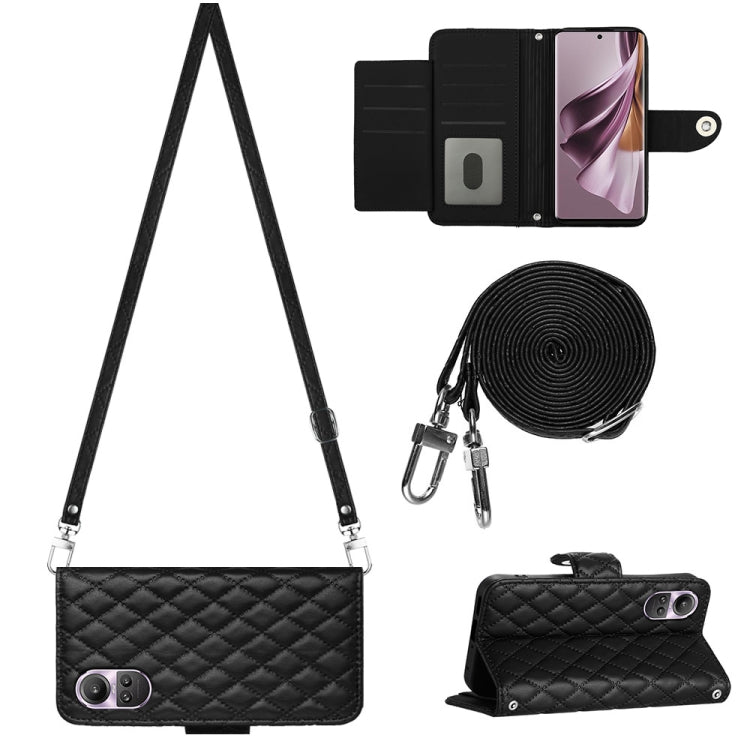 Rhombic Texture Flip Leather Phone Case with Long Lanyard, For OPPO A38 4G / A18 4G, For OPPO Reno10/Reno10 Pro Global, For OPPO A78 5G / A58 5G, For OPPO A17