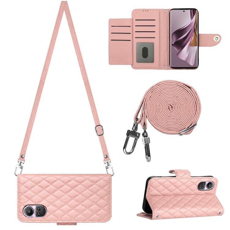 Rhombic Texture Flip Leather Phone Case with Long Lanyard, For OPPO A38 4G / A18 4G, For OPPO Reno10/Reno10 Pro Global, For OPPO A78 5G / A58 5G, For OPPO A17