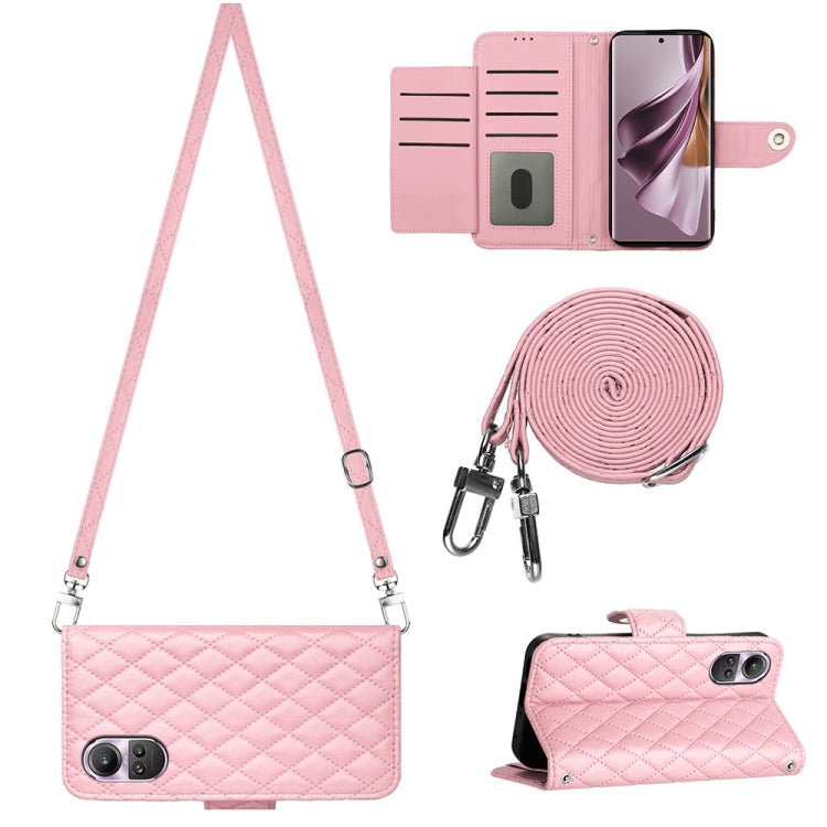Rhombic Texture Flip Leather Phone Case with Long Lanyard, For OPPO A38 4G / A18 4G, For OPPO Reno10/Reno10 Pro Global, For OPPO A78 5G / A58 5G, For OPPO A17