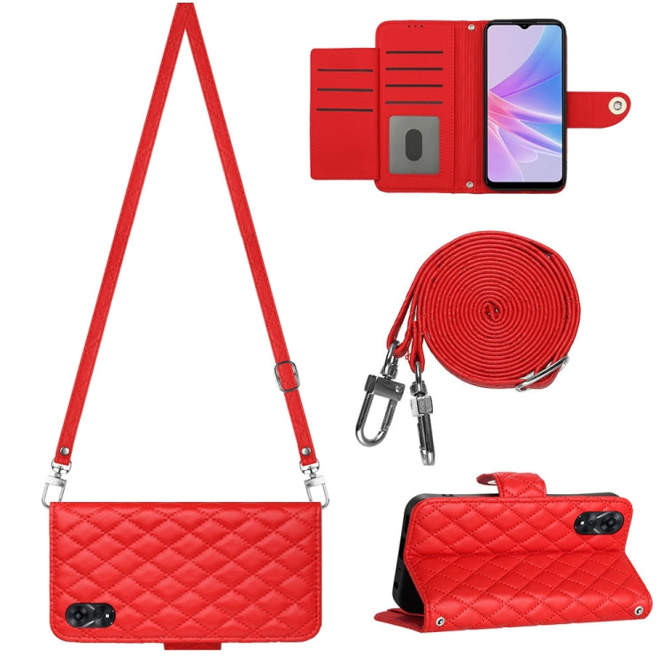 Rhombic Texture Flip Leather Phone Case with Long Lanyard, For OPPO A38 4G / A18 4G, For OPPO Reno10/Reno10 Pro Global, For OPPO A78 5G / A58 5G, For OPPO A17