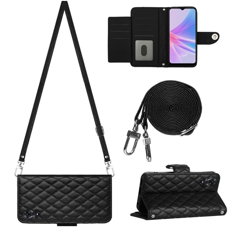 Rhombic Texture Flip Leather Phone Case with Long Lanyard, For OPPO A38 4G / A18 4G, For OPPO Reno10/Reno10 Pro Global, For OPPO A78 5G / A58 5G, For OPPO A17