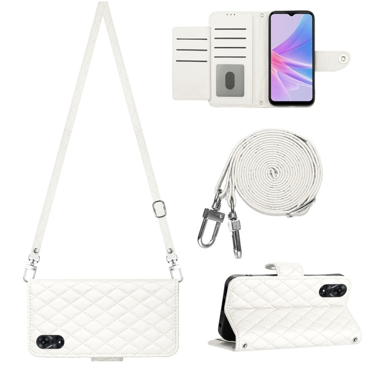 Rhombic Texture Flip Leather Phone Case with Long Lanyard, For OPPO A38 4G / A18 4G, For OPPO Reno10/Reno10 Pro Global, For OPPO A78 5G / A58 5G, For OPPO A17