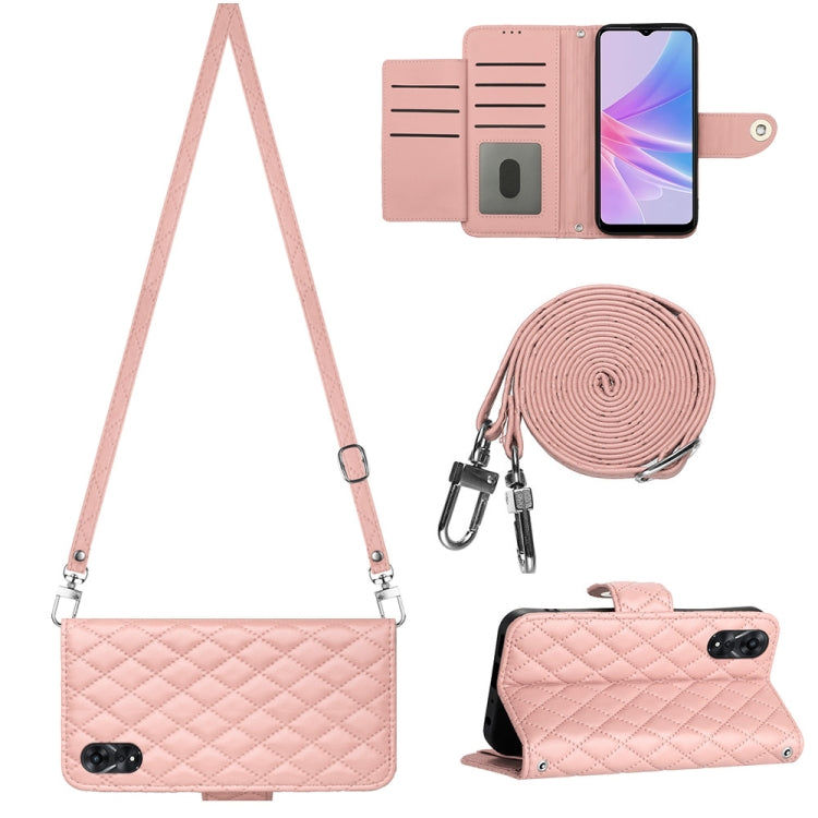 Rhombic Texture Flip Leather Phone Case with Long Lanyard, For OPPO A38 4G / A18 4G, For OPPO Reno10/Reno10 Pro Global, For OPPO A78 5G / A58 5G, For OPPO A17