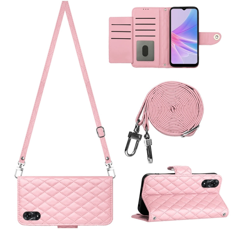 Rhombic Texture Flip Leather Phone Case with Long Lanyard, For OPPO A38 4G / A18 4G, For OPPO Reno10/Reno10 Pro Global, For OPPO A78 5G / A58 5G, For OPPO A17