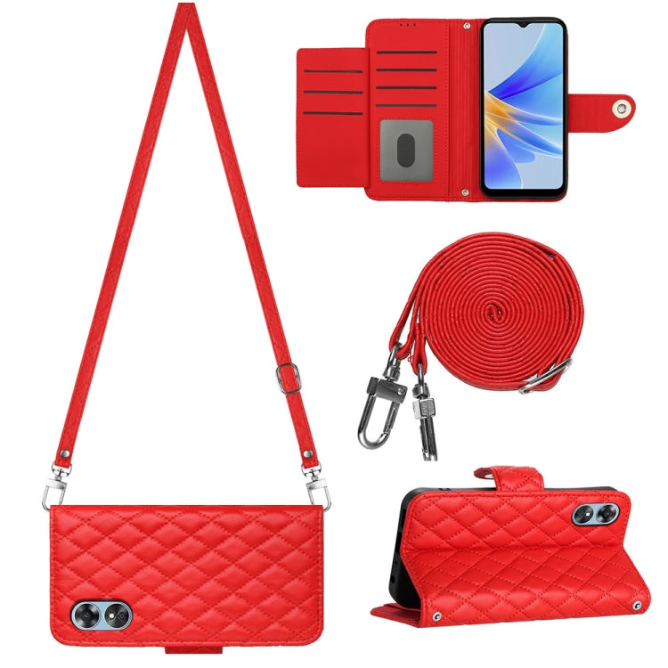 Rhombic Texture Flip Leather Phone Case with Long Lanyard, For OPPO A38 4G / A18 4G, For OPPO Reno10/Reno10 Pro Global, For OPPO A78 5G / A58 5G, For OPPO A17