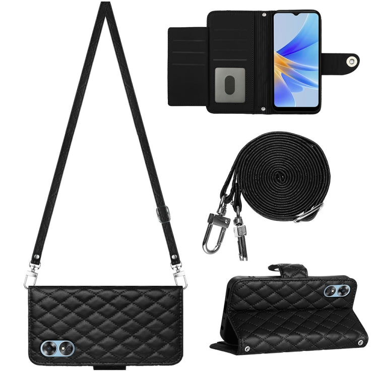 Rhombic Texture Flip Leather Phone Case with Long Lanyard, For OPPO A38 4G / A18 4G, For OPPO Reno10/Reno10 Pro Global, For OPPO A78 5G / A58 5G, For OPPO A17