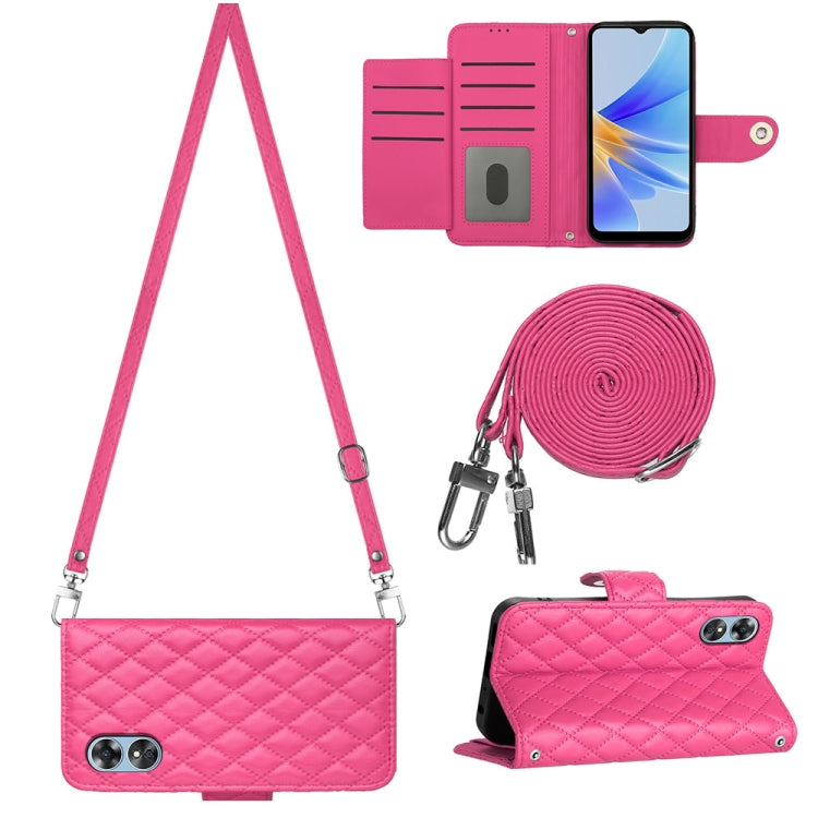 Rhombic Texture Flip Leather Phone Case with Long Lanyard, For OPPO A38 4G / A18 4G, For OPPO Reno10/Reno10 Pro Global, For OPPO A78 5G / A58 5G, For OPPO A17