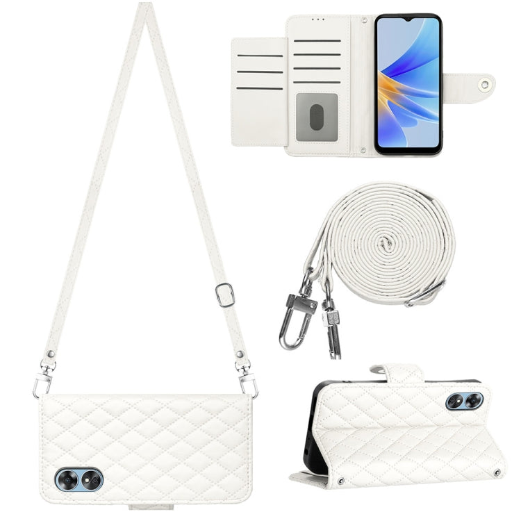 Rhombic Texture Flip Leather Phone Case with Long Lanyard, For OPPO A38 4G / A18 4G, For OPPO Reno10/Reno10 Pro Global, For OPPO A78 5G / A58 5G, For OPPO A17