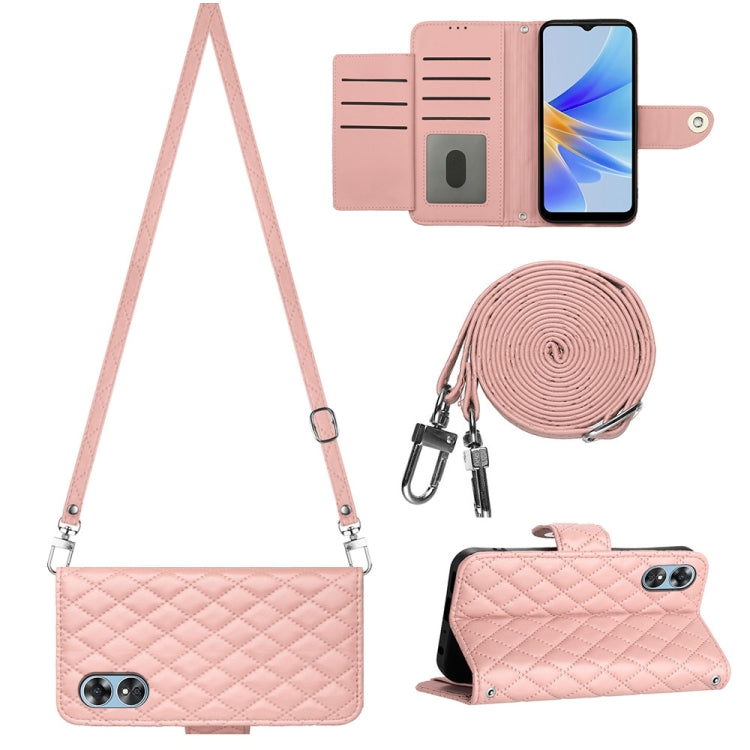 Rhombic Texture Flip Leather Phone Case with Long Lanyard, For OPPO A38 4G / A18 4G, For OPPO Reno10/Reno10 Pro Global, For OPPO A78 5G / A58 5G, For OPPO A17