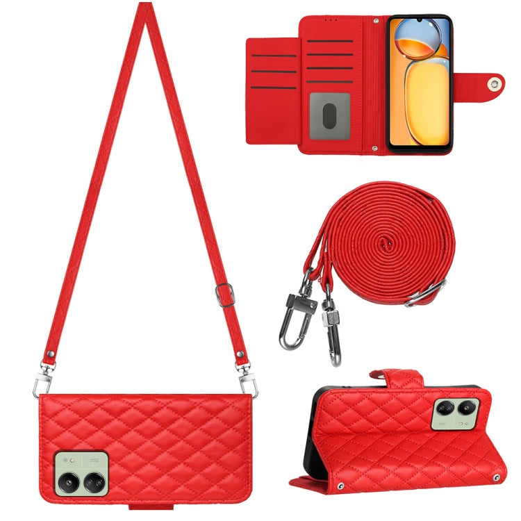 Rhombic Texture Flip Leather Phone Case with Long Lanyard, For Xiaomi Redmi 13C 4G, For Xiaomi 13T / 13T Pro, For Xiaomi Poco F5 / Redmi Note 12 Turbo, For Xiaomi Poco F5 Pro / Redmi K60, For Xiaomi Redmi Note 12S 4G Global                             ...