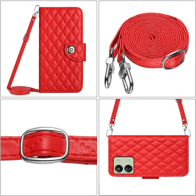 Rhombic Texture Flip Leather Phone Case with Long Lanyard, For Xiaomi Redmi 13C 4G, For Xiaomi 13T / 13T Pro, For Xiaomi Poco F5 / Redmi Note 12 Turbo, For Xiaomi Poco F5 Pro / Redmi K60, For Xiaomi Redmi Note 12S 4G Global                             ...