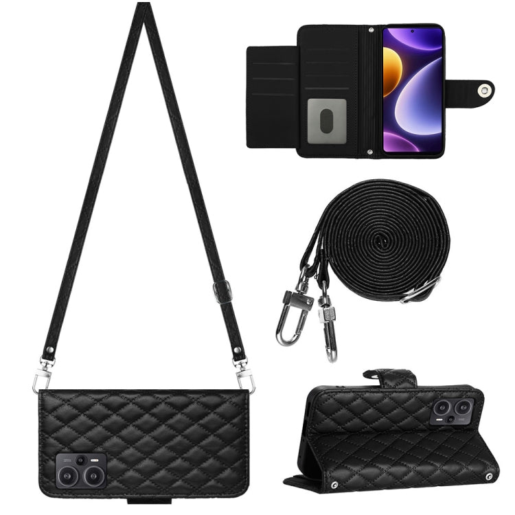Rhombic Texture Flip Leather Phone Case with Long Lanyard, For Xiaomi Redmi 13C 4G, For Xiaomi 13T / 13T Pro, For Xiaomi Poco F5 / Redmi Note 12 Turbo, For Xiaomi Poco F5 Pro / Redmi K60, For Xiaomi Redmi Note 12S 4G Global                             ...