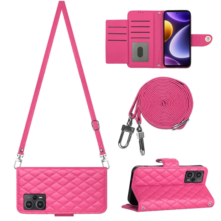 Rhombic Texture Flip Leather Phone Case with Long Lanyard, For Xiaomi Redmi 13C 4G, For Xiaomi 13T / 13T Pro, For Xiaomi Poco F5 / Redmi Note 12 Turbo, For Xiaomi Poco F5 Pro / Redmi K60, For Xiaomi Redmi Note 12S 4G Global                             ...