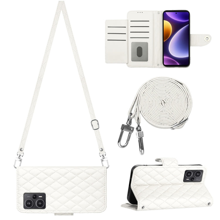 Rhombic Texture Flip Leather Phone Case with Long Lanyard, For Xiaomi Redmi 13C 4G, For Xiaomi 13T / 13T Pro, For Xiaomi Poco F5 / Redmi Note 12 Turbo, For Xiaomi Poco F5 Pro / Redmi K60, For Xiaomi Redmi Note 12S 4G Global                             ...