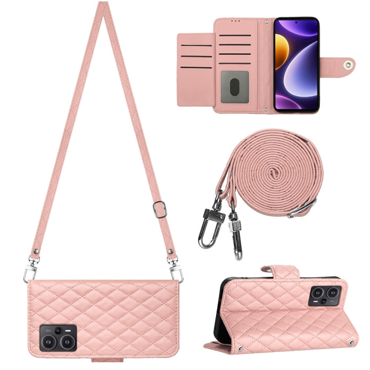 Rhombic Texture Flip Leather Phone Case with Long Lanyard, For Xiaomi Redmi 13C 4G, For Xiaomi 13T / 13T Pro, For Xiaomi Poco F5 / Redmi Note 12 Turbo, For Xiaomi Poco F5 Pro / Redmi K60, For Xiaomi Redmi Note 12S 4G Global                             ...